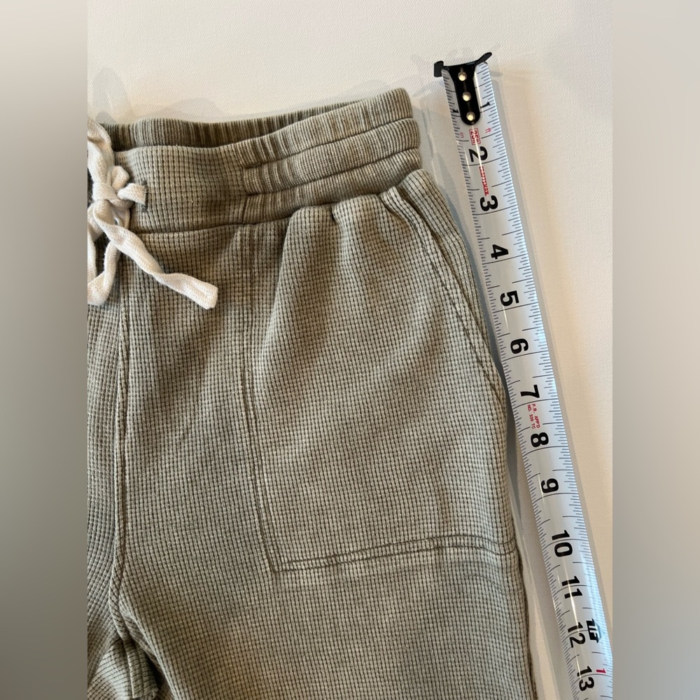 Jane and Delancey Waffle Ribbed Olive Army Green Straight Leg Stretch Lounge - Picture 6 of 13
